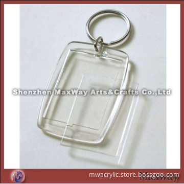 Rectangle transparent polished promotional acrylic/PMMA key chain/ring/holder with your picture or a